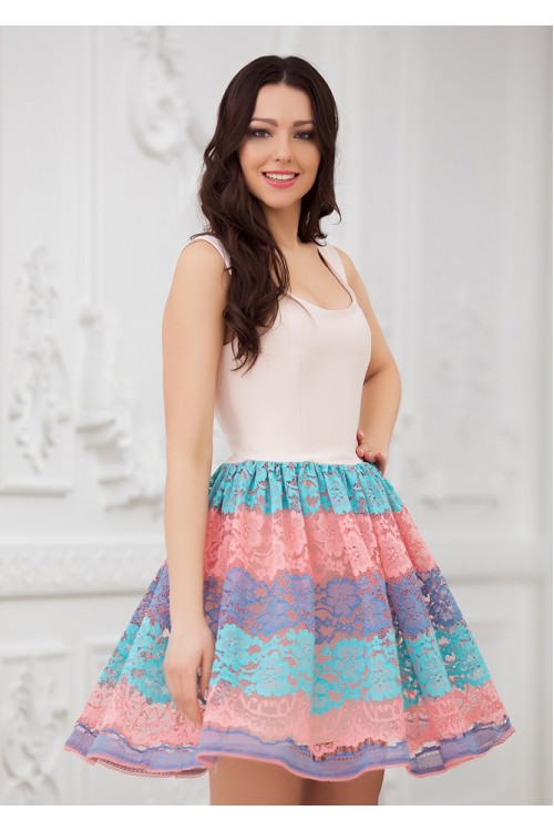Платье беби-долл с разноцветной юбкой Scialle